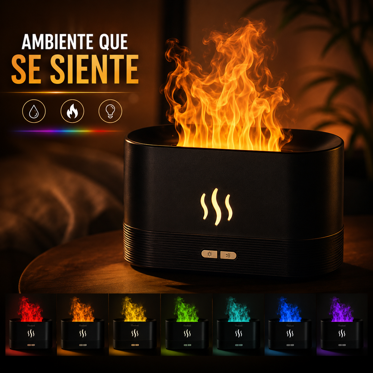 Humidificador Difusor Efecto Llama LED